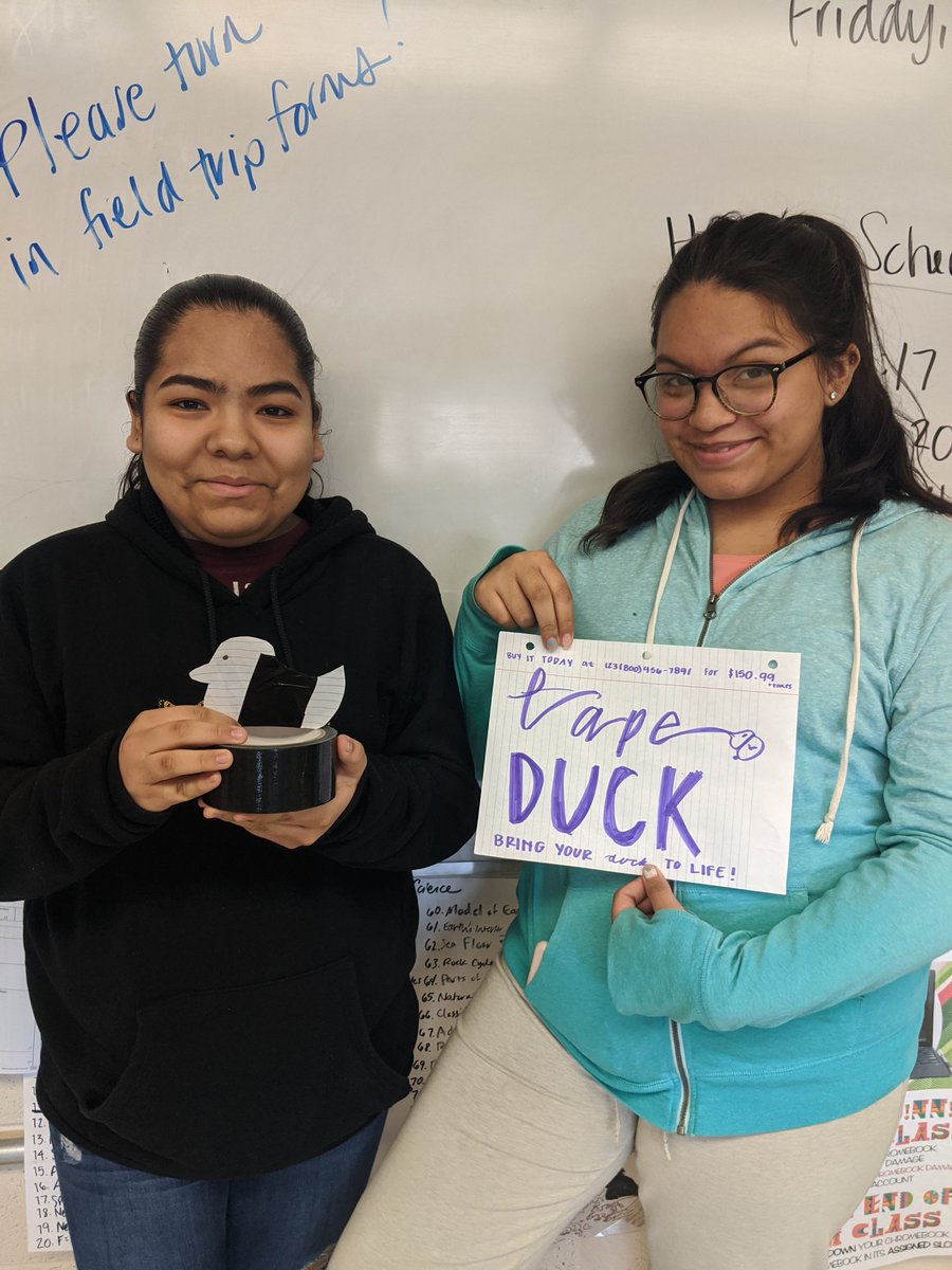 jhodge202's tweet photo. Today we practiced our public speaking skills with impromptu infomercials! Presenting the "Grabulator" "Tape Duck" "Pierce and Liner" and "Dream Catchers" @KcSavid @Whittle_Springs https://t.co/RLnKsgHl2U