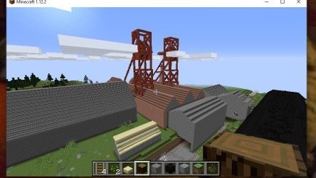 UnlovedHeritage's tweet photo. a little screengrab of part of our #minecraft reconstruction of Fernhill Colliery.  We're even building a heritage trail inside the reconstruction, just so our visitors won't get lost! 
@TheDigVenturers @PenProjVK @HeritageFundCYM https://t.co/1VX8iVpDjm