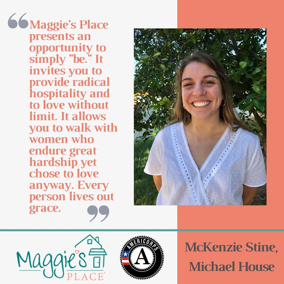 MaggiesPlaceAZ's tweet photo. Meet McKenzie Stine, one of our @AmeriCorps members at Maggie's Place Michael House. We are so thankful for your grace and your support of our moms and their babies, McKenzie.
#maggiesplace #servantleadership #volunteer #newmoms #nonprofitsupport https://t.co/7nAjJZlELF