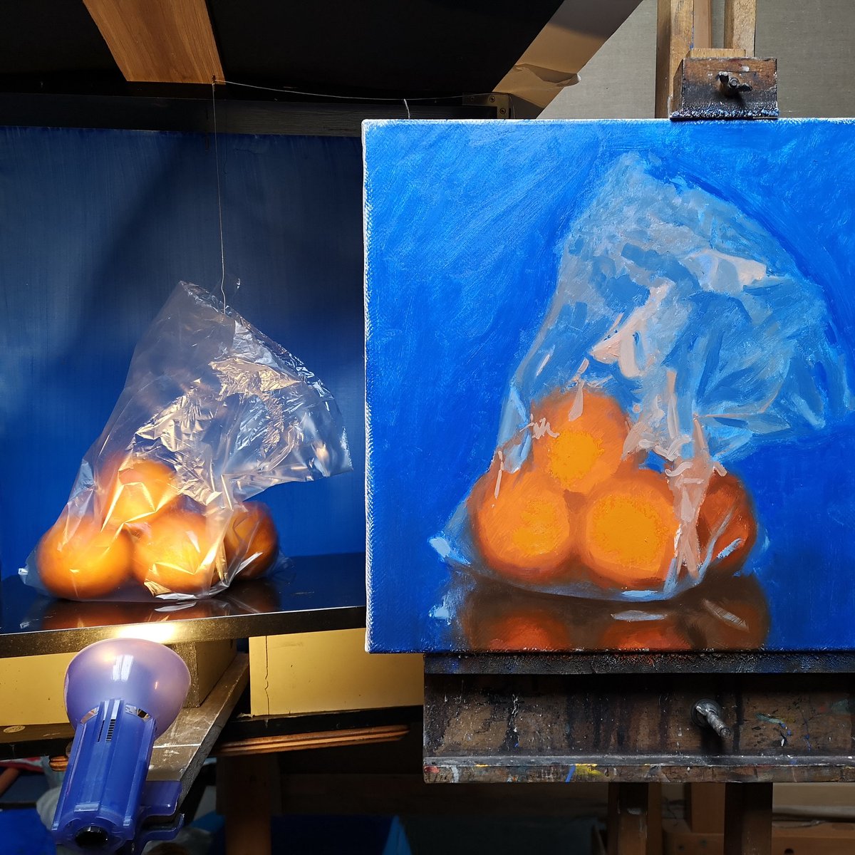 On the easel...

#wip #workinprogress
#stilllife #paintingfromlife #bloodoranges #plastic #plasticbag #irishart #artoftheday #ArtistOnTwitter