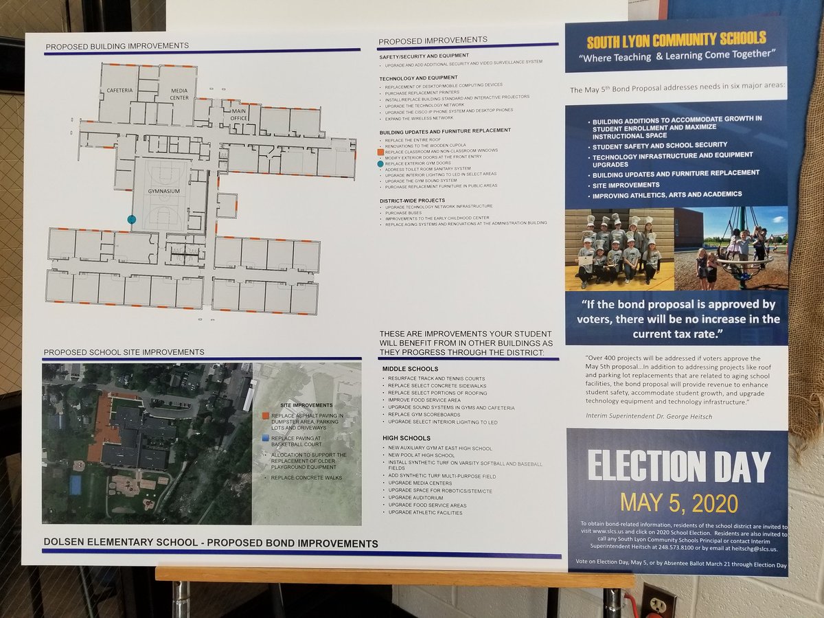 Check out our SLCS School Bond Election (May 5, 2020) board, located in our main entranceway, in front of the office.  For complete info. visit: slcs.us/enrolling/2020…