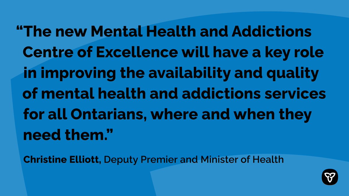 #ICYMI, Ontario has established a #MentalHealth and Addictions Centre of Excellence to build healthier communities and help end hallway health care. http://news.ontario.ca/m/55843