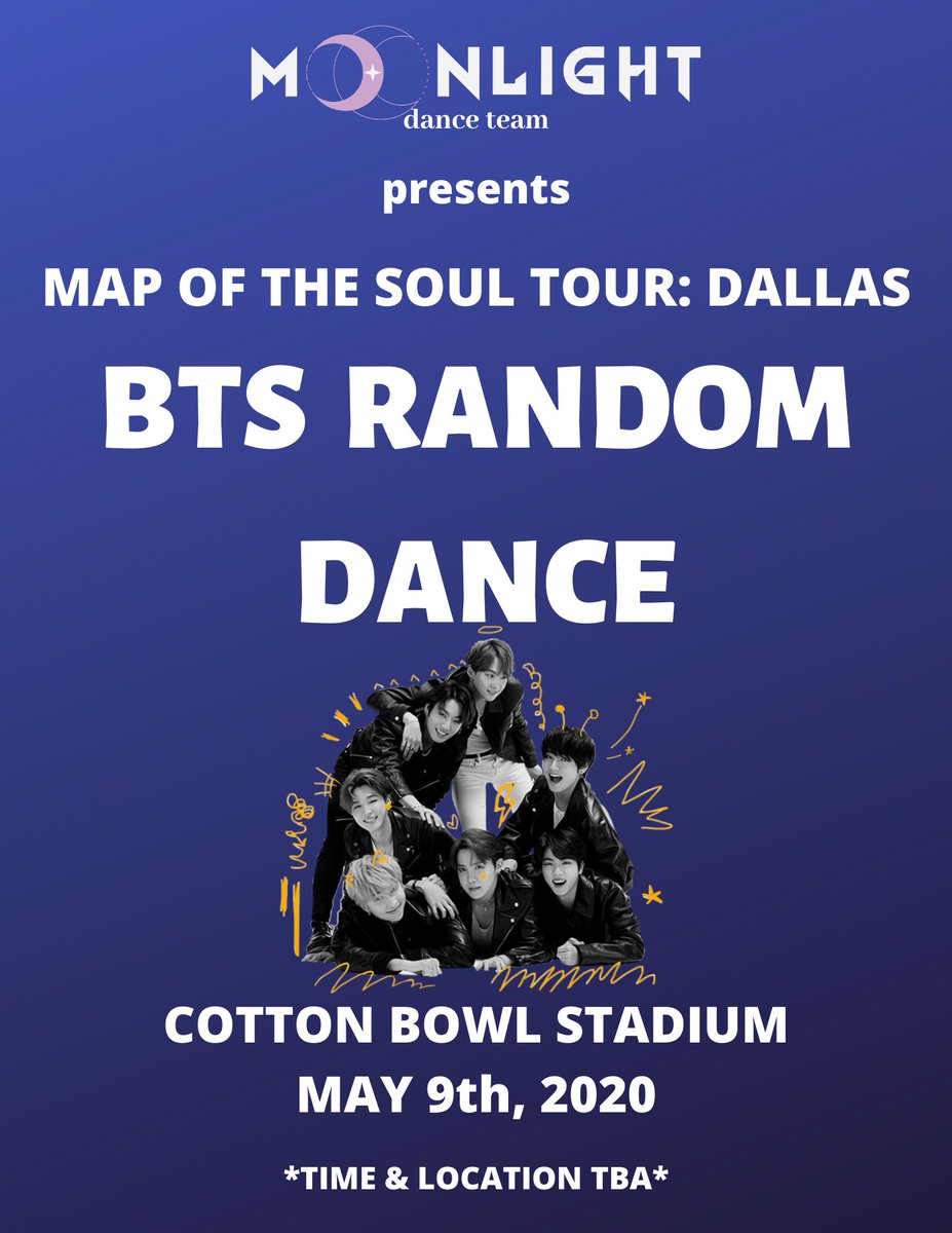 ✨BTS RANDOM DANCE for COTTON BOWL DAY 1!! ✨

Exact location/time will be released closer to the date; please come join us!!💜💜 #CottonBowl #BTS_TEXAS #BTS_DALLAS #MAP_OF_THE_SOUL_7