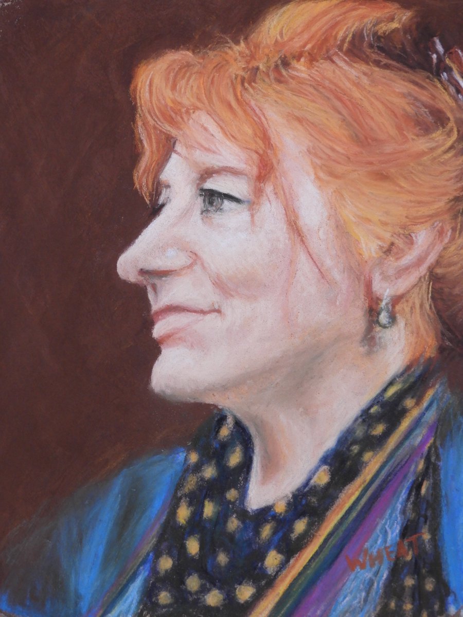 JudithWheatsArt's tweet photo. Portrait of Sarah. Started from life at Hull Art Circle and finished at home from reference. Pastels on Spectrum Colourfix, 14inx11in https://t.co/ChIVeHbFza
