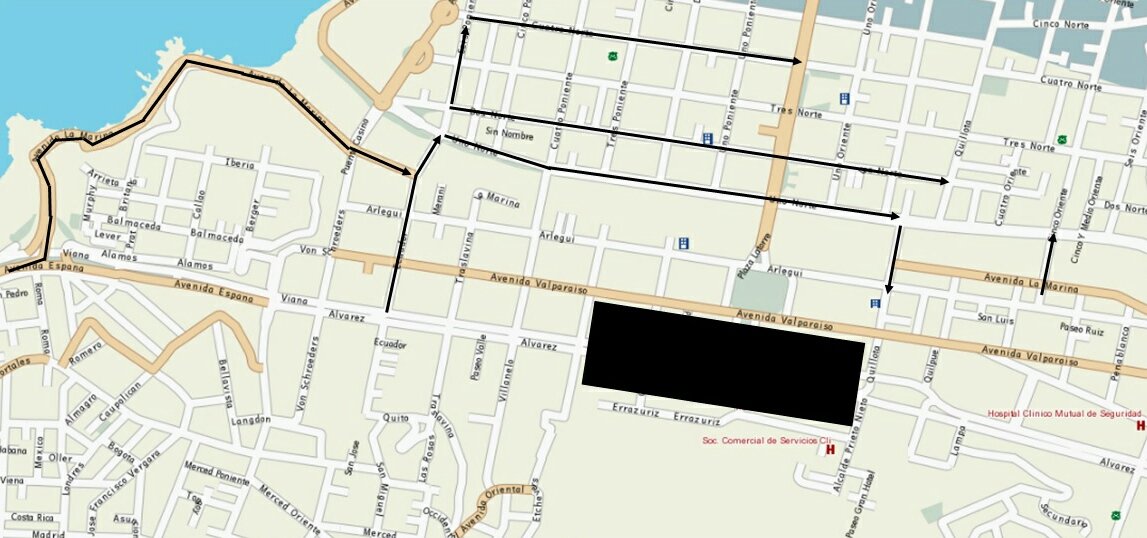 MTTValparaiso's tweet photo. - Los servicios que utilizan #5Oriente, transitarán por #Álvares, #Ecuador, #SanMartín, #2Norte, #5Oriente y continuarán su trazado habitual https://t.co/Y8HStfBP3y