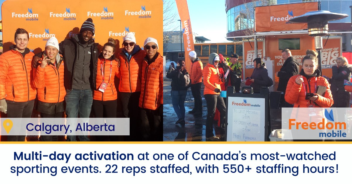 FerventEvents's tweet image. Over a 5 day period, 22 reps were staffed, with a total of 550 #staffing hours! Fervent Events was proud to team up with @FreedomMobile for a multi-day #activation at one of Canada’s most watched sporting events, the #GreyCup. Read more in our #casestudy: ferventevents.com/fervent-events…