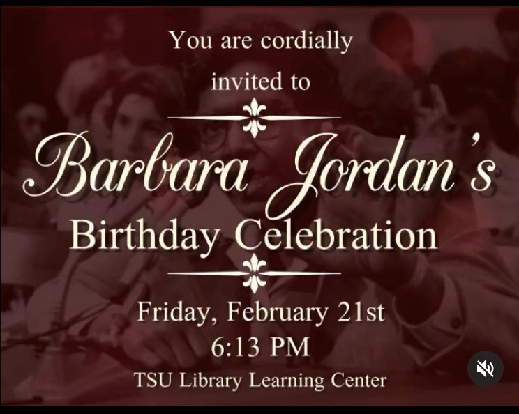 dst_HAC1913's tweet image. Join us in supporting the Delta Gamma Chapter at Texas Southern University as they celebrate Soror Barbara Jordan’s birthday at the TSU Library Learning Center at 6:13 PM. @TSU_Deltas #collegiateconnection #blackhistorymonth