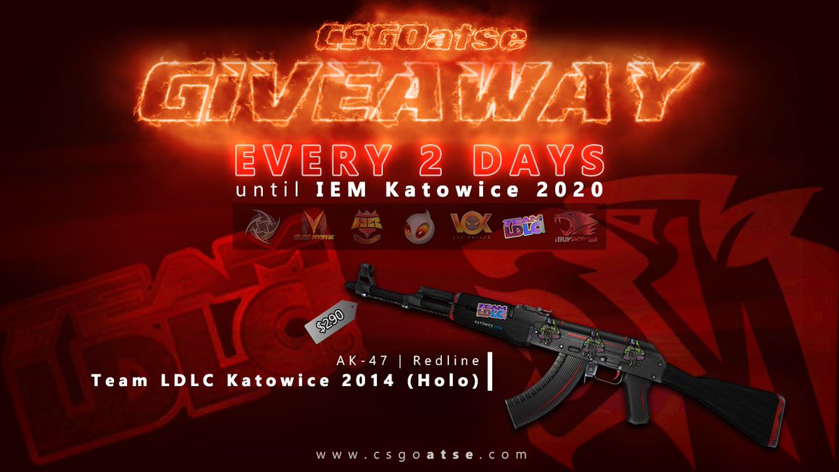 CSGOatsecom's tweet photo. 🔥 KATOWICE 2020 GIVEAWAY NR.6 🔥

To enter:

😈 Follow us
😈 Retweet
😈 Like
😈 Be registered on https://t.co/koK9V59Qsc 

The giveaway ends in 48h! https://t.co/JH551EaBkz