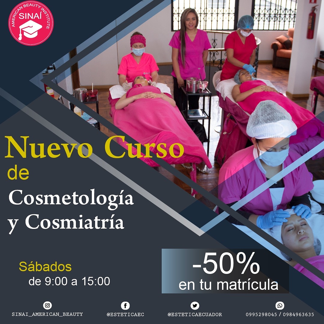 🎓Curso de Cosmetología y Cosmiatría🎓
Fin de semana 🤓
Matriculas abiertas‼
💥Cupos limitados💥
Estamos calificados por la SETEC.