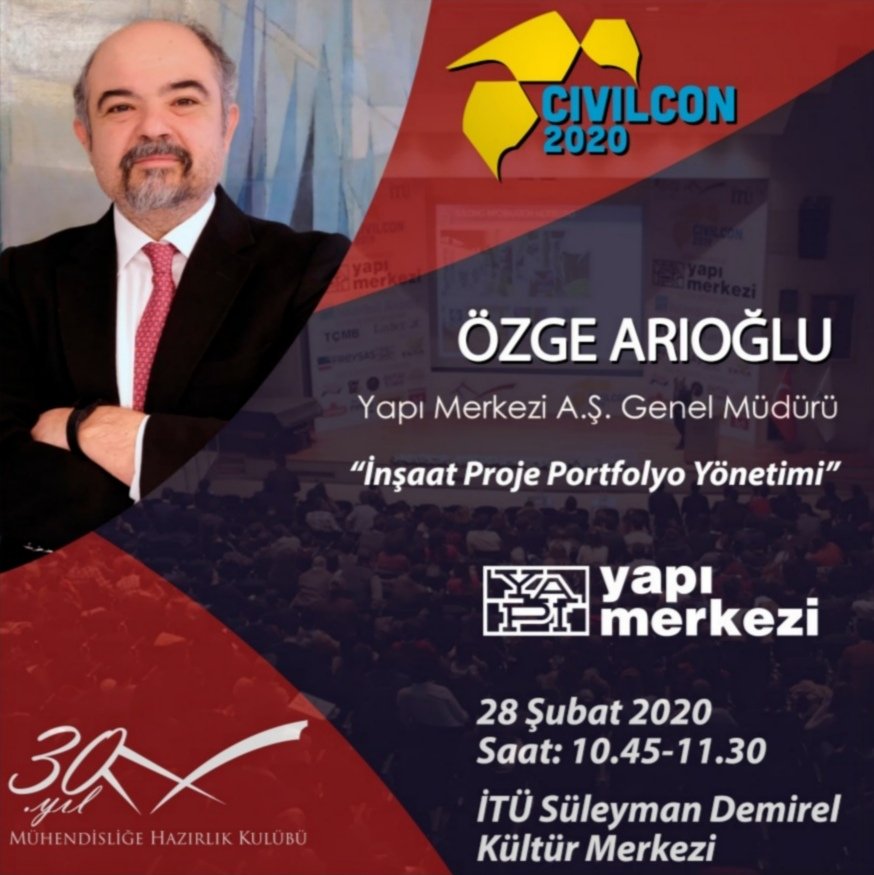 CivilCon20's tweet photo. 28-29 Şubat'ta gerçekleşecek olan CivilCon'20 de;

Yapı Merkezi A.Ş. Genel Müdürü Özge ARIOĞLU bizlerle!

Başvuru için linkimiz bioda!

#CivilCon
#itumhk30yasinda https://t.co/JcnMCDUKYF