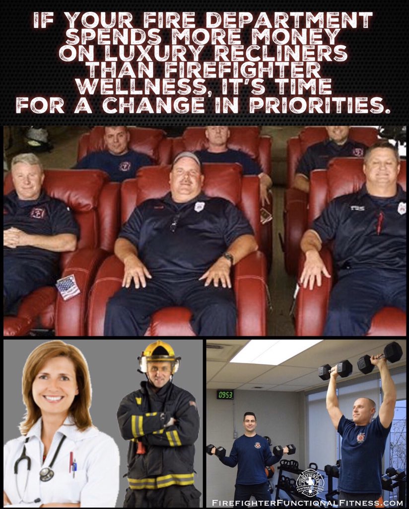 FirefighterFFit's tweet image. FITNESS &amp;gt; RECLINERS

There’s nothing wrong with rest and recovery at the firehouse, as long as it isn’t an all-day affair. 

FirefighterFunctionalFitness.com