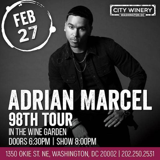 SoulBounce's tweet photo. DMV Bouncers: Win Tickets To See @AdrianMarcel510 In Concert At @CityWineryDC! 🎫 https://t.co/5ptI9uBugY #AdrianMarcel #98thTour #CityWineryDC #SoulBounce #music https://t.co/EOOZFq9vbT