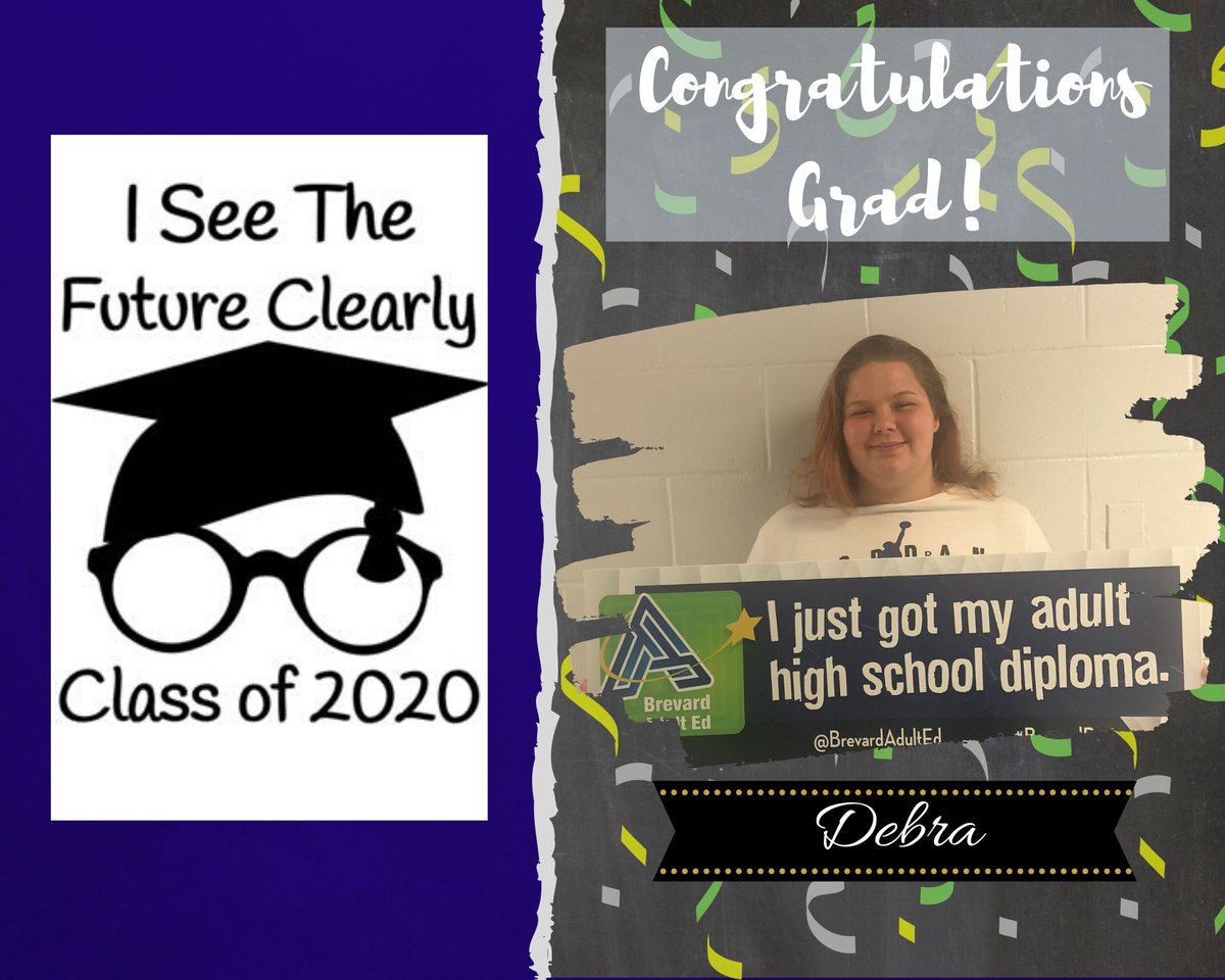 BrevardAdultEd's tweet photo. Congratulation Debra! We're so proud of you for sticking to it and completing your high school diploma. Your future is bright, keep reaching for the stars! #brevardadulted #launchyourdreams https://t.co/G8DMUUxlyX