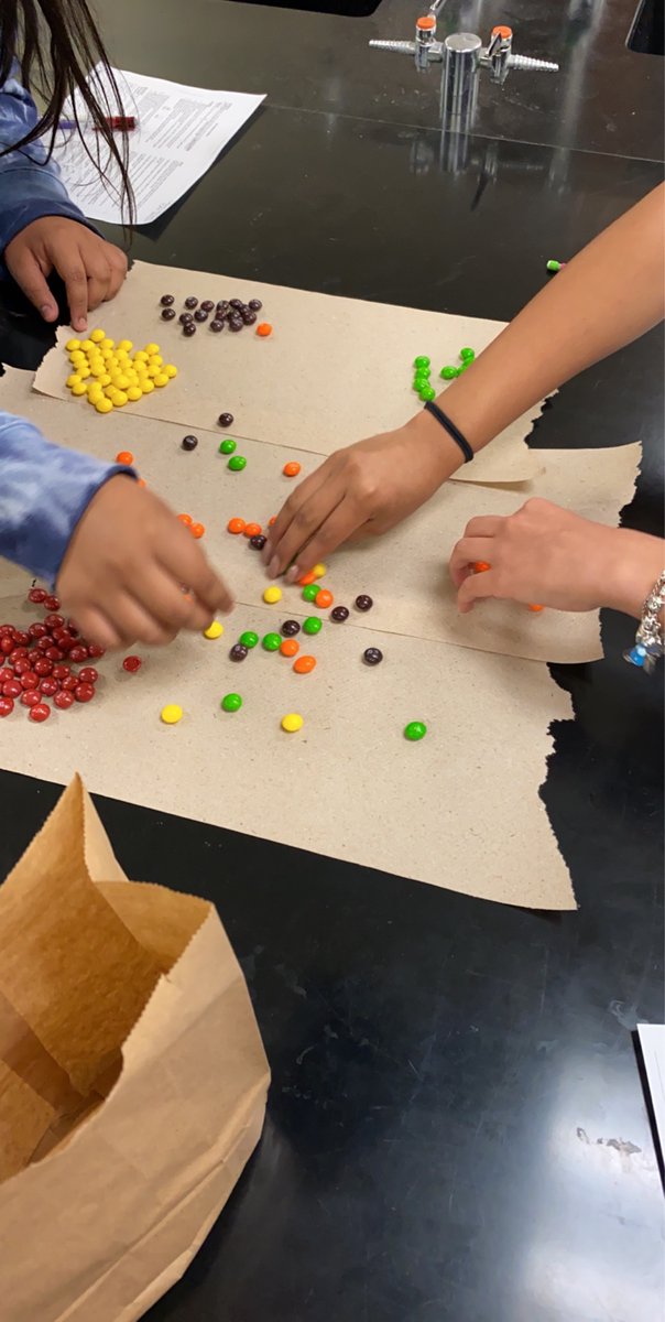 ChemQueen007's tweet photo. My Earth Scientists mimicking the radioactive decay of isotopes using the element Skittleium!! #RadioactiveDating #SimulationsInScience https://t.co/ntJx59oQZt