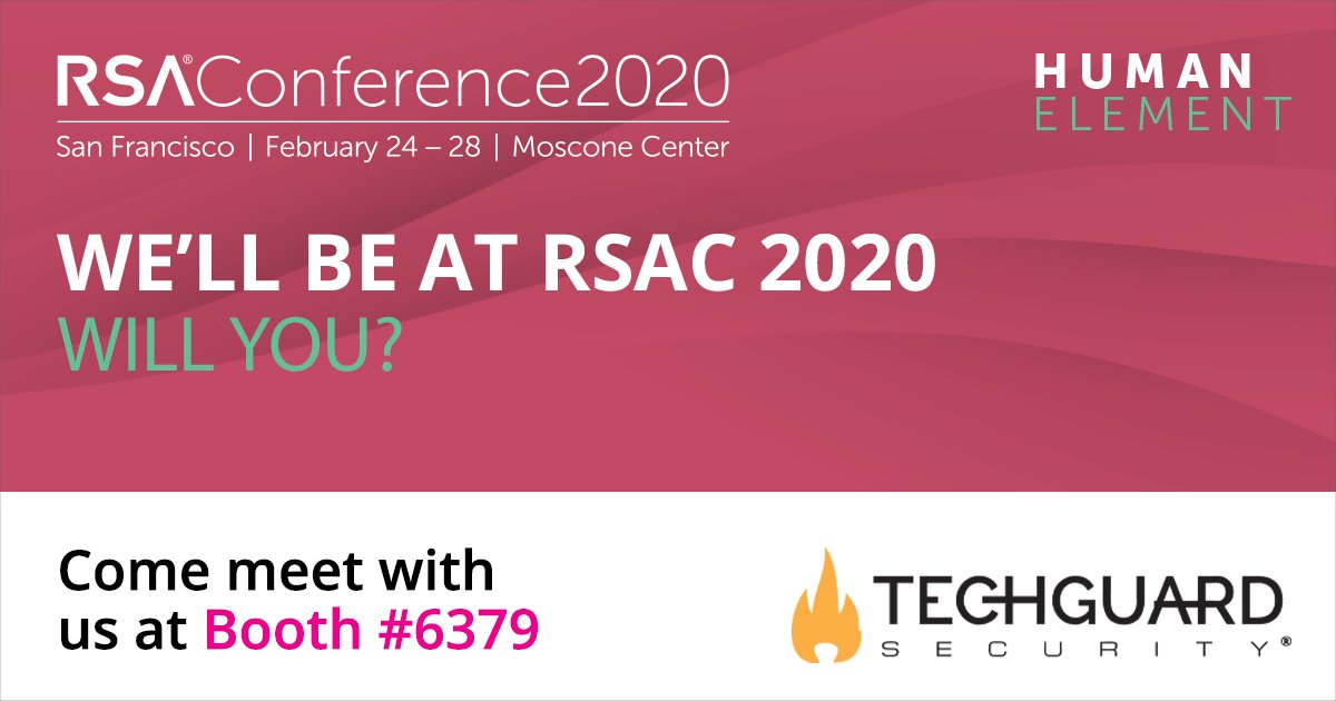 TGScyber's tweet image. The @RSAConference 2020 is NEXT WEEK in sunny San Francisco. Meet with us at booth #6379 in the North Expo Hall on February 24th-28th. See you there! #RSAC2020 #cybersecurity #TechGuardSecurity