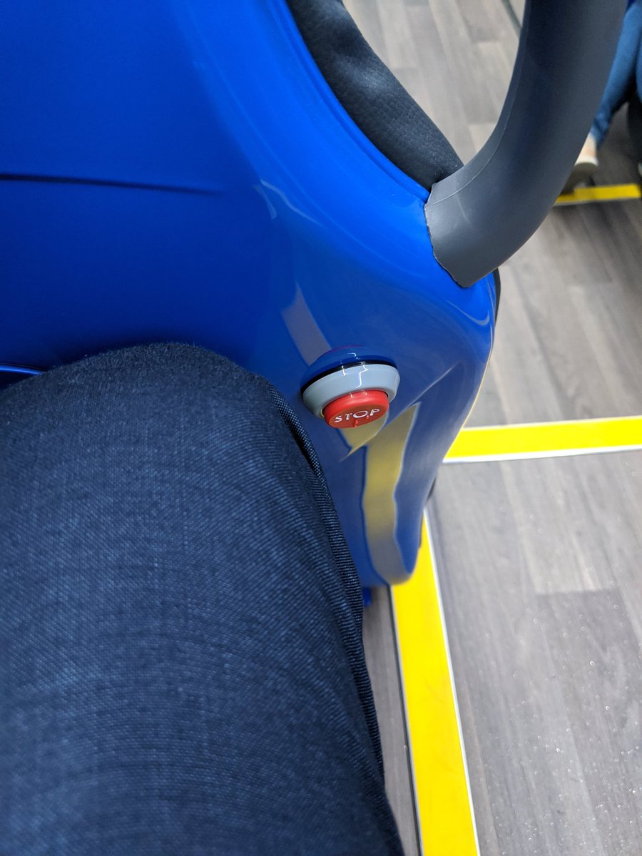 onceunited's tweet photo. Let's talk #design and the lack of a #humancentred approach! Remove space for those that require extra accessible seating by adding two chairs! Place stop buttons at knee height! And removed space in front of seats to pack more in!  @cambridgebusway https://t.co/dLQj9vtOaA