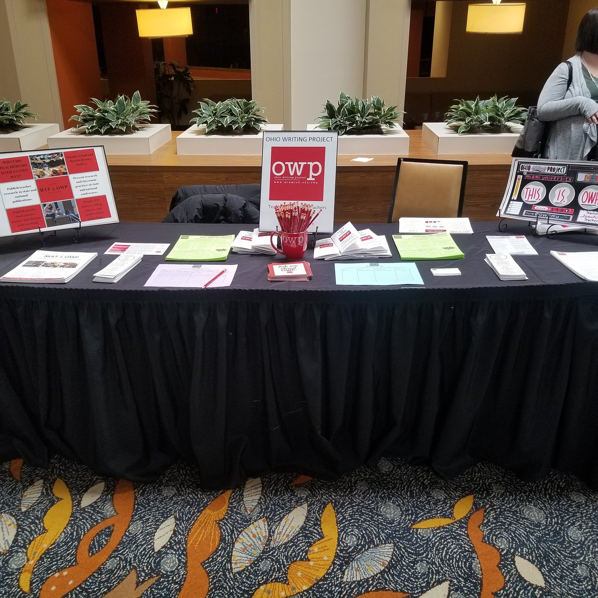 MrsKarenLong's tweet photo. Come visit us at the OWP table at OCTELA this weekend! Learn about how we can come to your school to share transforming PD or how you can get discounted hours to renew your license or how you can launch your masters degree in just 20 days and 6 credit hours this summer! @owpmu https://t.co/DStiVNoLo2