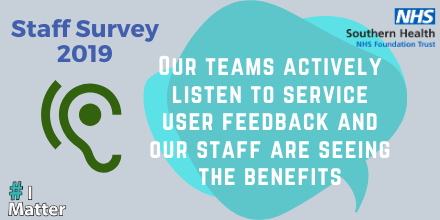 HIOWH_NHSFT's tweet photo. Our teams actively listen to service user feedback and it’s used to make informed decisions in their departments. Working in partnership is one of our core values that is strengthening all the time #imatter #staffsurvey2019 #yourexperiencematters https://t.co/spjEFYv7l5
