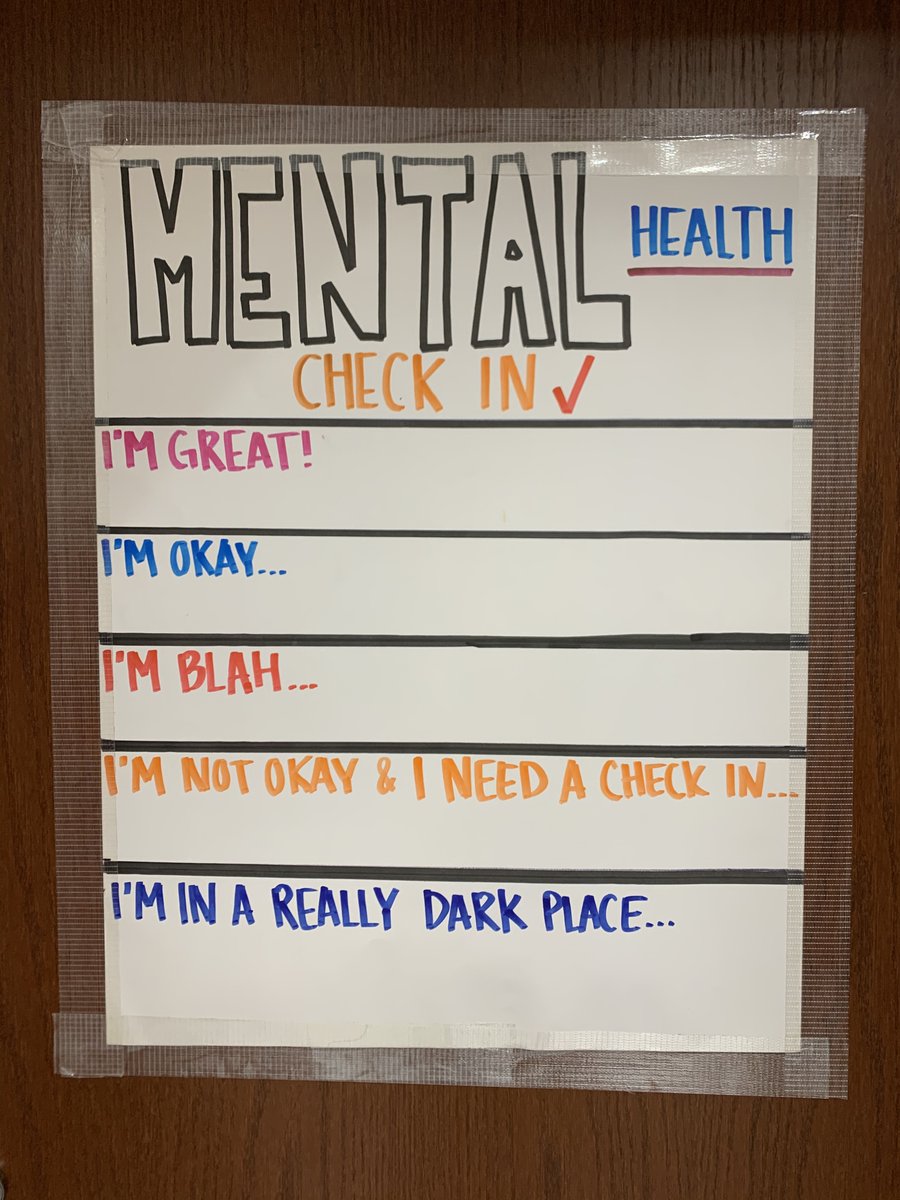 NFHS_TrueNorth's tweet photo. We put our students first. Making sure our students are doing okay is priority. Ms. Ross exemplifies this practice with the use of a Mental Health Check board where students can comment on how they are doing daily. Building trust in our relationships! #trueNorth #excellence https://t.co/6iL500YGp3
