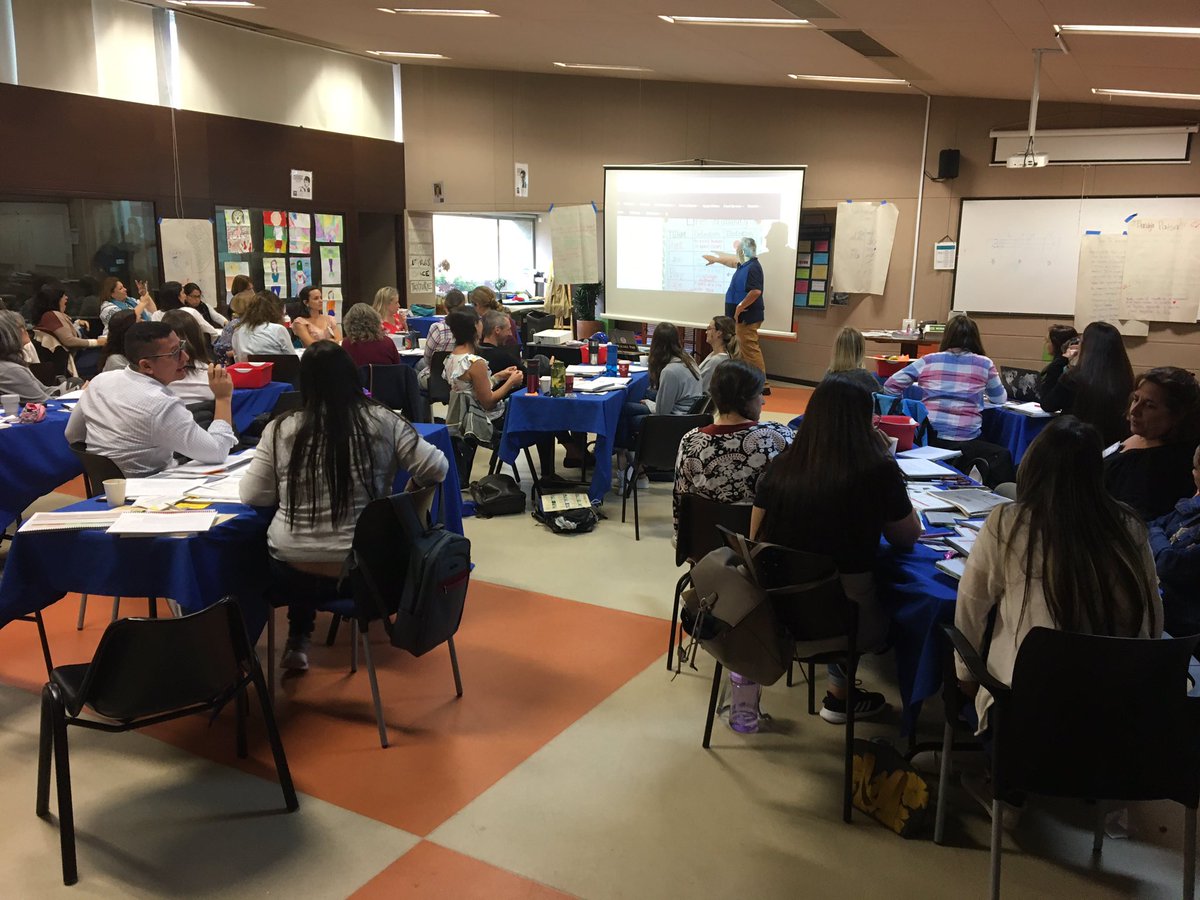 HajdunHomeroom's tweet photo. Day 3 of @WIDAConsortium #WIDAInstitute going strong! Ts unpack the Model Performance Indicators w/ @tmdassler. Then, Ts begin to draft their own thinking about scaffolding to support different levels of language proficiency. Canβt wait to share w/ our @columbus_school community. https://t.co/tJ4Qo60uDe