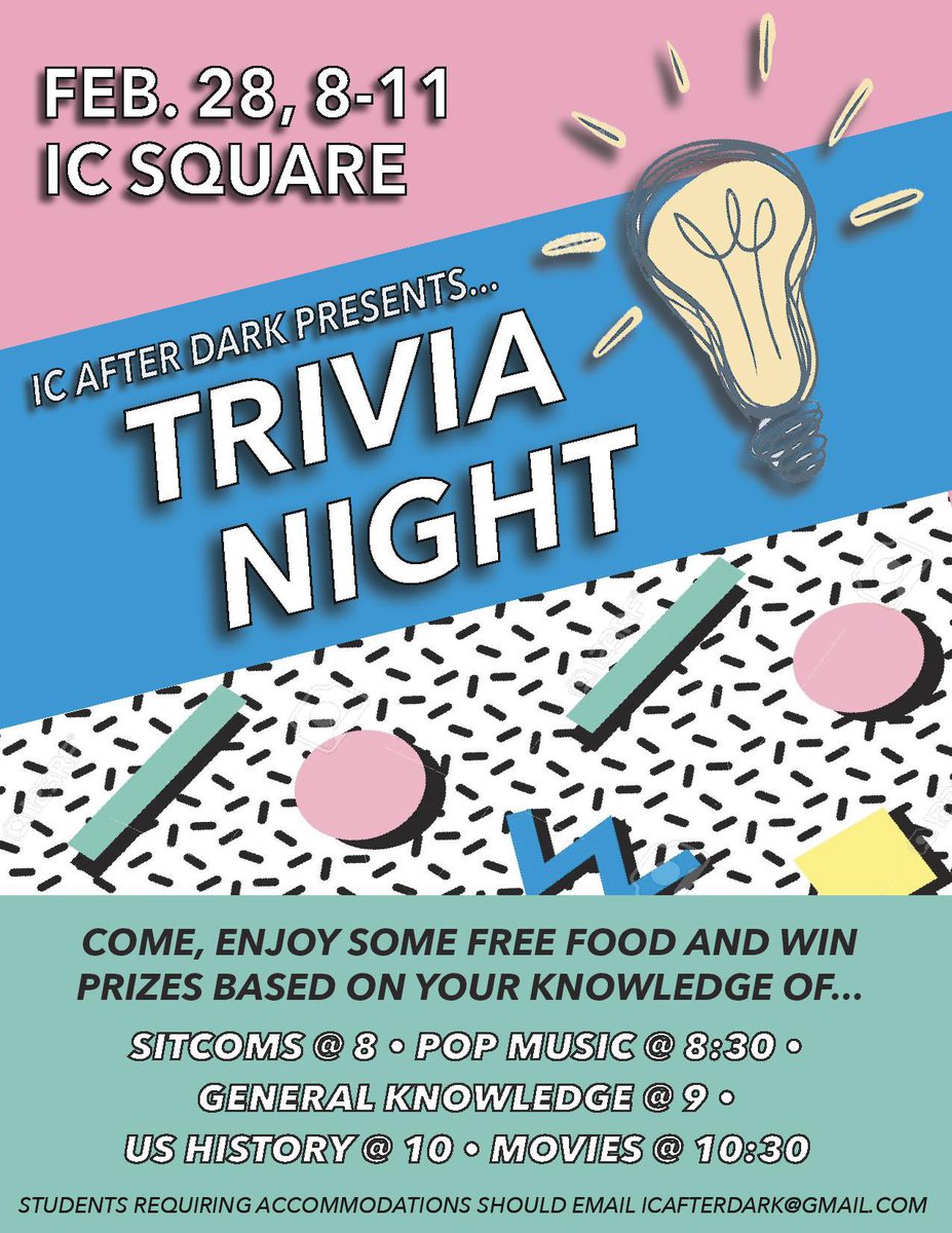 ICAfterDark's tweet photo. One week until trivia night! https://t.co/b79qdernTQ