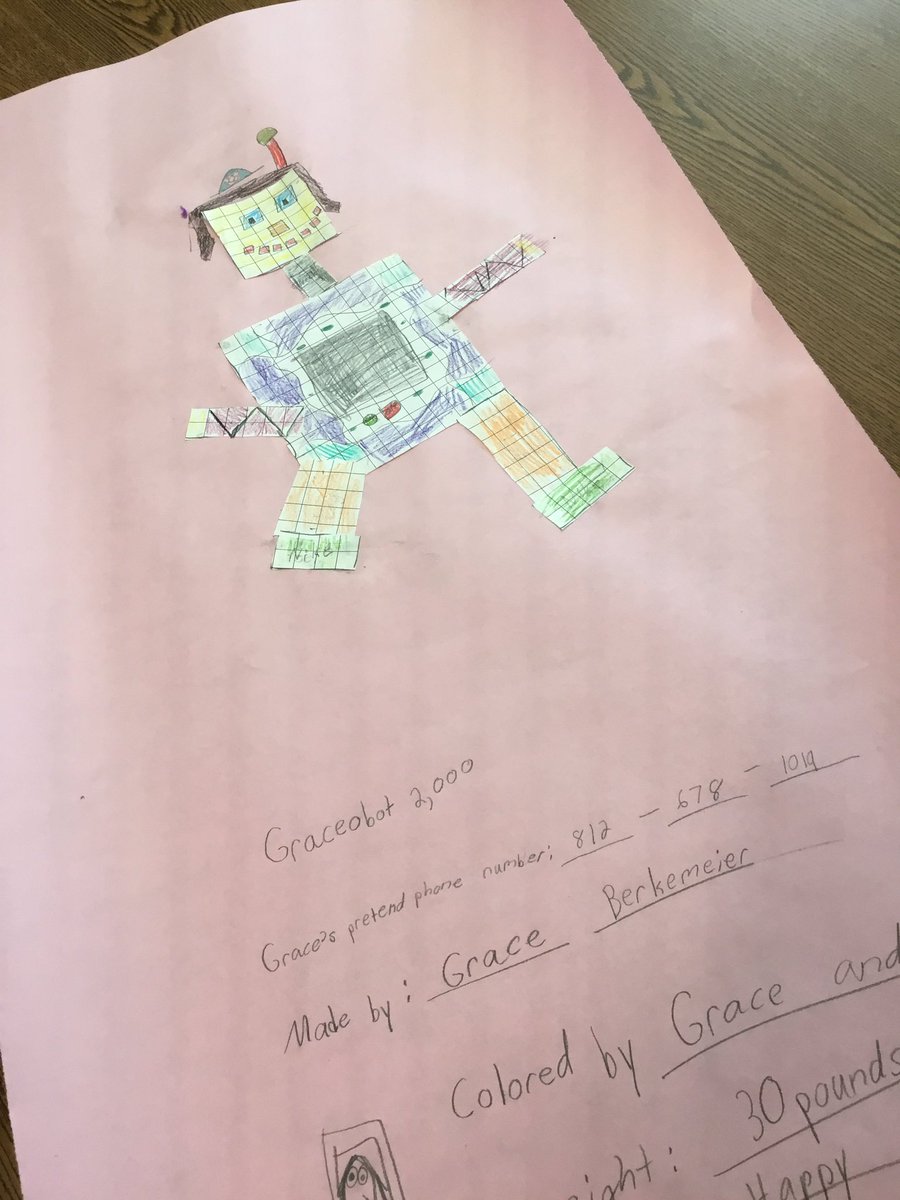 HoeingGina's tweet photo. Perimeter and Area Robots= fun afternoon math activity @ndeschargers #thirdgrade https://t.co/j053YkK2fd