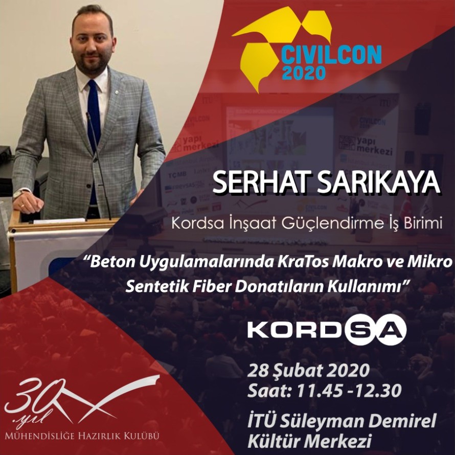 CivilCon20's tweet photo. 28-29 Şubat'ta gerçekleşecek olan CivilCon'20 de;⠀
⠀
Kordsa İnşaat Güçlendirme İş Birimi'nden Serhat SARIKAYA bizlerle!
⠀
Başvurmak için linkimiz bioda!⠀
⠀
#CivilCon⠀
#itumhk30yasinda https://t.co/5Q0RUK6AmR
