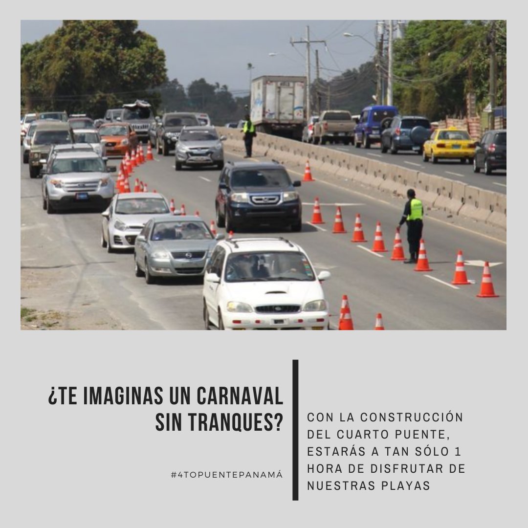 Cuarto_Puente's tweet photo. ¿Te imaginas un carnaval sin tener que padecer horas en tranque? El Cuarto Puente sobre el Canal de Panamá te permitirá llegar más rápido a tu destino! #4toPuentePanamá https://t.co/0Lm7O0Nt7x