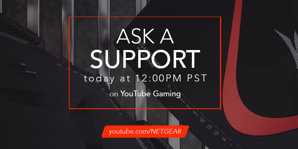 NETGEARgaming's tweet image. Introducing our first stream in the Nighthawk Pro Gaming Ask-A-Support series. Need support on your Nighthawk Pro Gaming router or switch? Want tips on DumaOS? Join the chat, because this is your VIP support experience just for the #NoLagCrew.

youtu.be/MbYBTiudF6Y