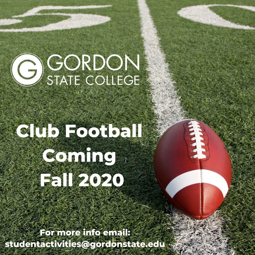 GordonState's tweet photo. Gordon State College has announced plans to develop a club football team that will begin competition in Fall Semester 2020. 🏉 For more info: https://t.co/cDvHcYxNrr #GSCHighlandersForward https://t.co/CTAjFdSQk3