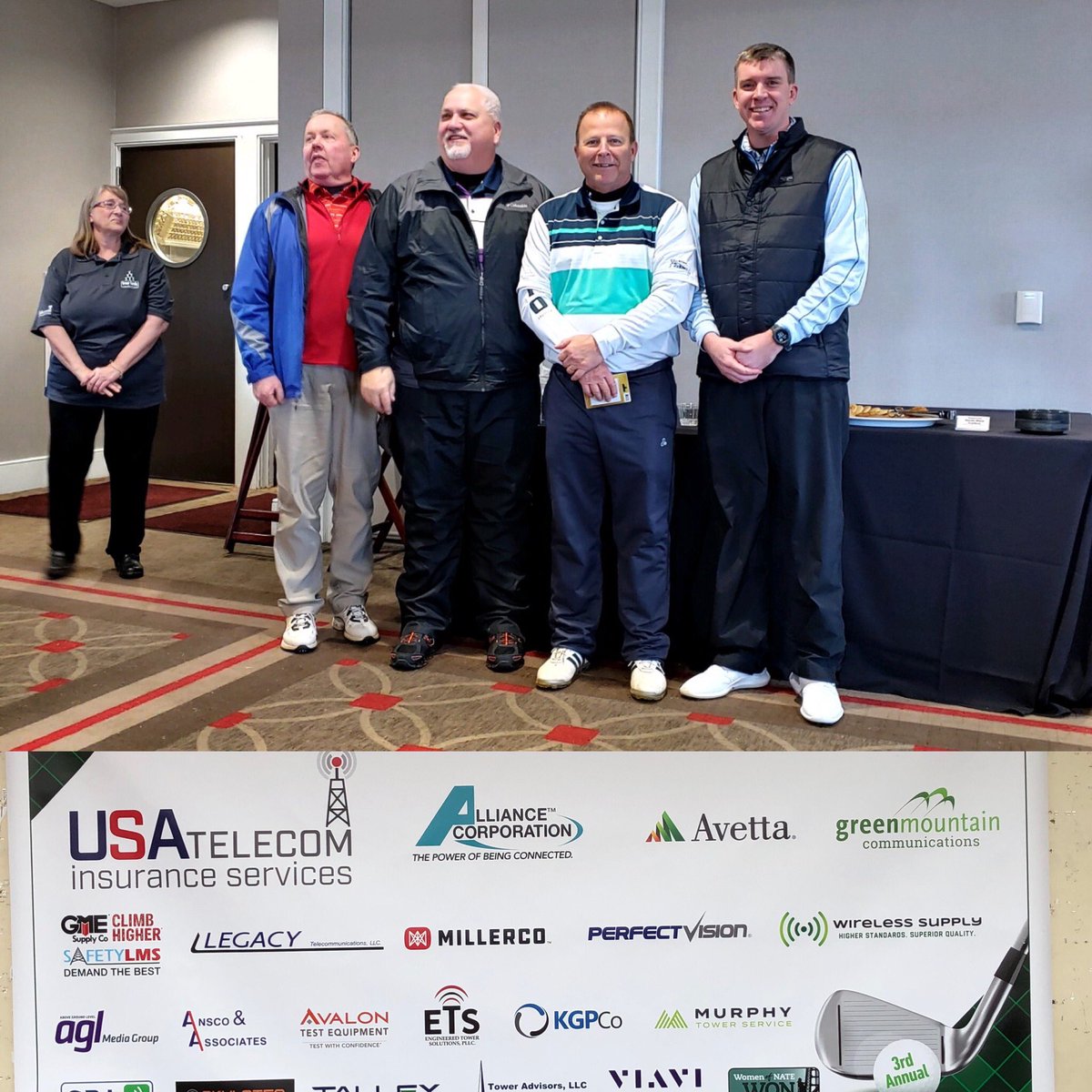 TowerFamilyOrg's tweet photo. Congratulations  to the winning team of the 3rd Annual @TowerFamilyOrg Golf Invitational in Raleigh, NC!

(Left to Right): Phil Talbott (Pioneer Cellular), Randy Thomas (Pioneer Cellular),Reggie Redwine (Pioneer Cellular) and Tommy Lewis (Hayden Tower Service). @evankirstel https://t.co/Pj81LwSPQN