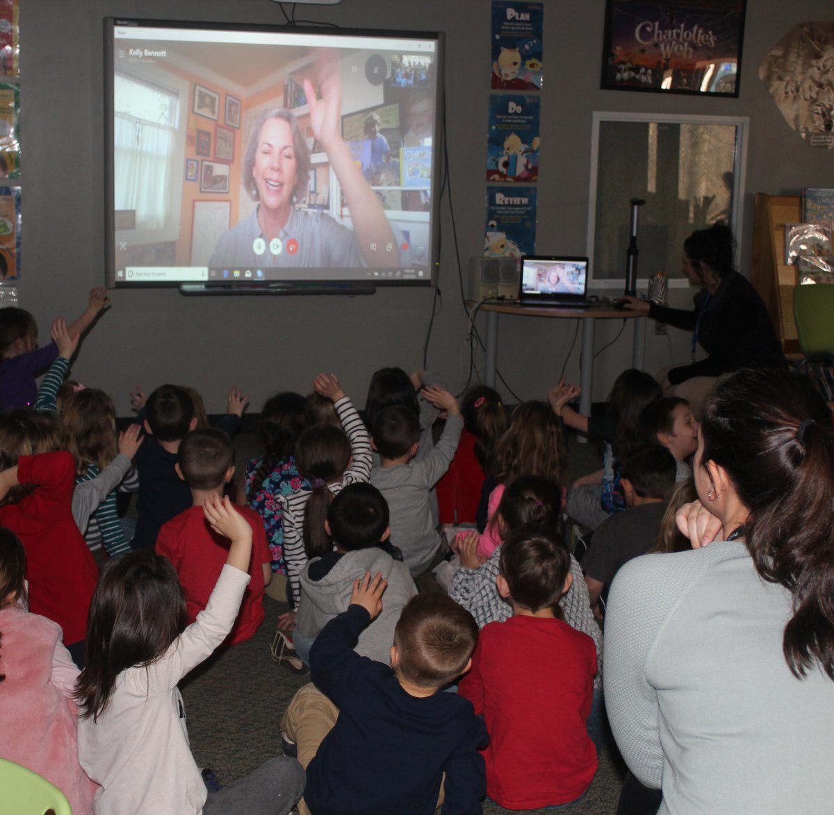 Gr K Ss <a href="/GainfieldSchool/">Gainfield School</a> meet the amazing <a href="/kgbennettbooks/">Kelly Bennett</a> #gesreads #bestgoldfishnorman