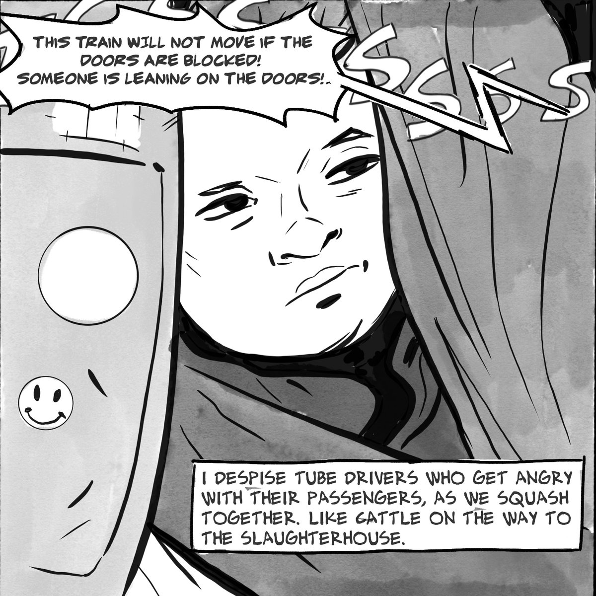 Kong_Studio's tweet photo. Hate being squished in like sardines at the start of the day? Taken from Bill Elliott's self published comic Departures.
#rushhour #comics #comicart #sixfingersoffate #commuting #commutingsucks #commutingproblems #sardines #kongstudio #illustration #mondaymorning #trainjourney https://t.co/H3gmingNrV