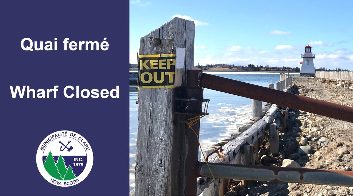 Le quai à l’Anse-des-Belliveau a subi des dommages lors de la tempête du 7 février. On demande au public de ne pas marcher sur le quai jusqu’à ce que l’évaluation du fournisseur d’assurance soit terminée et les réparations nécessaires soient effectuées.