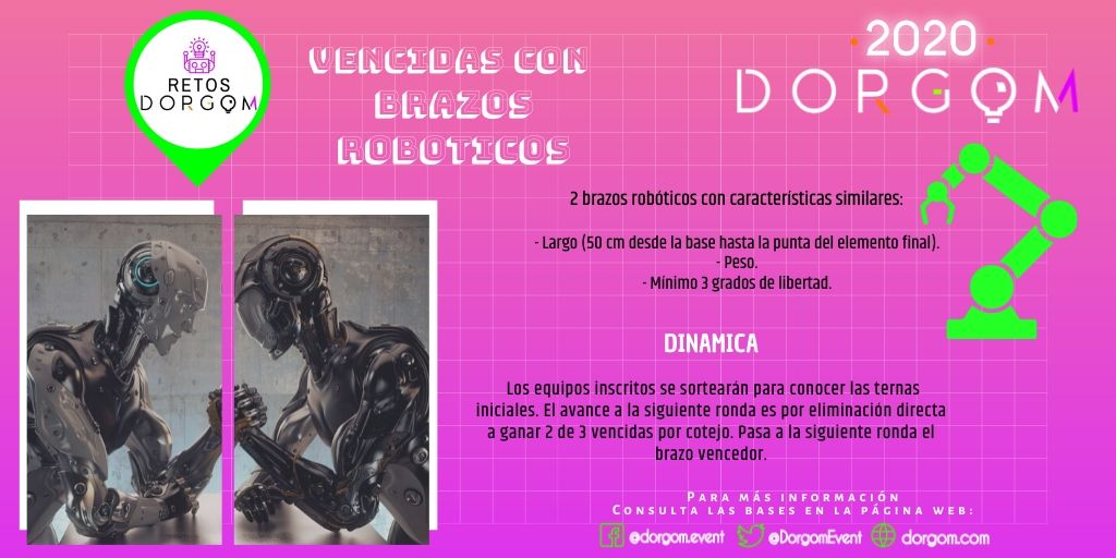 DorgomEvent's tweet photo. ¡Va a comenzar este fin de semana! y terminaremos con El segundo reto #Dorgom2020 para que vayan checando el diseño de sus brazos robóticos.

Chequen las bases de los retos en la página del evento: https://t.co/Pt1cpTLvaa

#Makers #BrazoRobotico #Robotics #3DPrint #Robotica https://t.co/Vmb1288Ftw