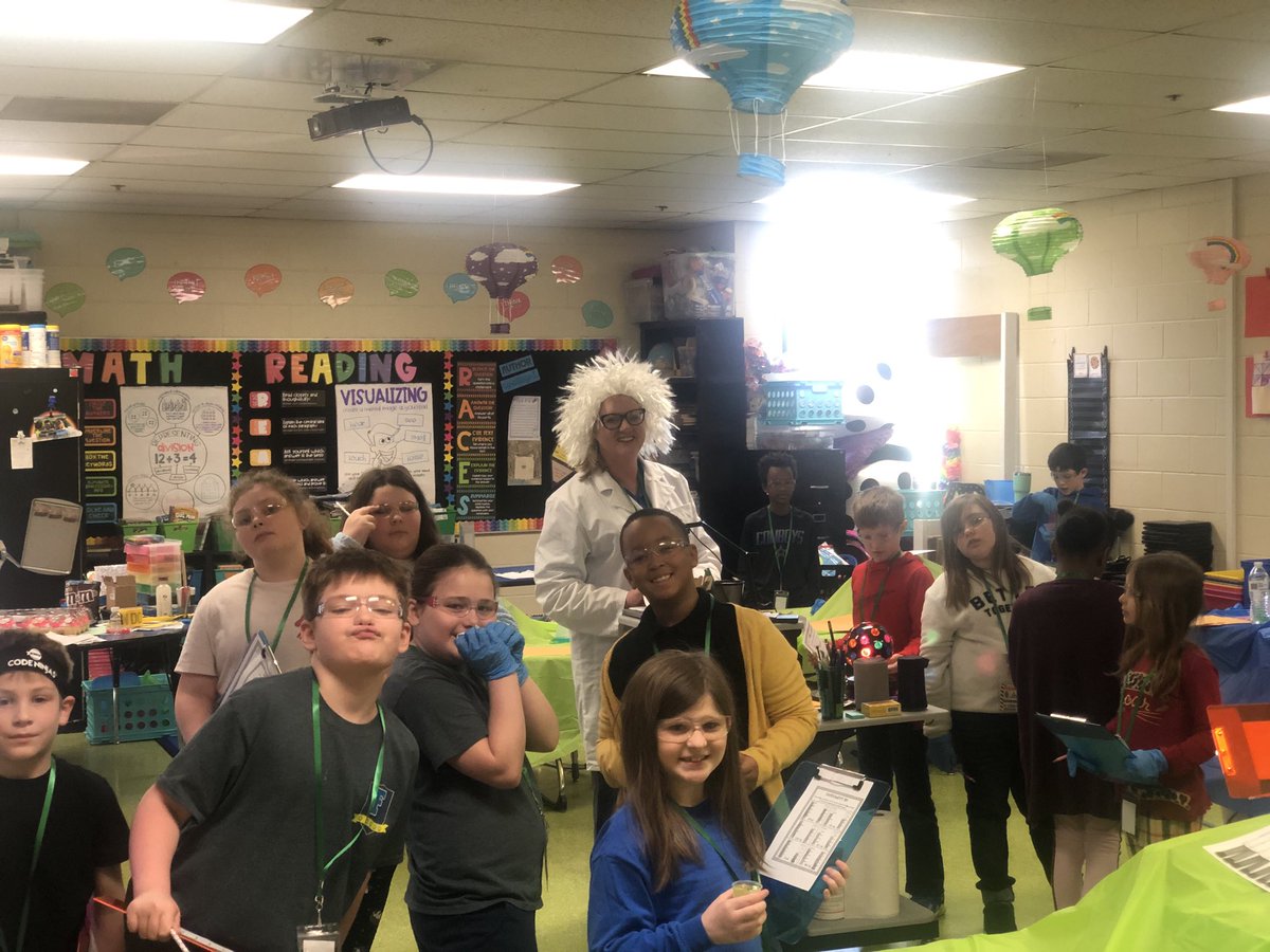 OESrockSTARS's tweet photo. “Dr. Cashion” and her young scientists’ laboratory have been approved by the “state” and is ready for fun and engaging learning! THIS is how her students grow by leaps and bounds! #TeachingFromBellToBell ⁦@suptking⁩ https://t.co/GqR8lChFC2
