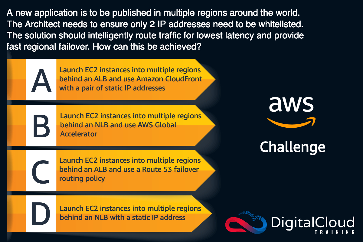 DigitalCloudT's tweet image. AWS CHALLENGE - Test your knowledge of the new SAA-C02 exam!  
#aws #awscertification #awsamazon #amazonwebservices #awstraining #awscertified #awstutorial #awssolutionsarchitect