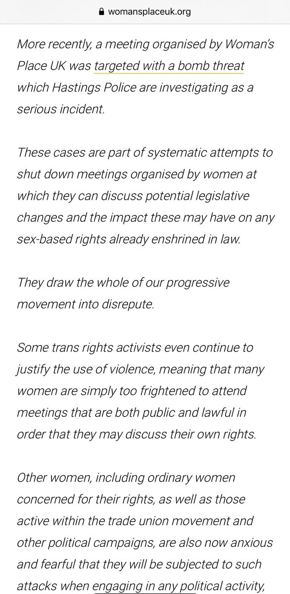 Confident they had successfully managed to point the finger of blame for the “bomb threat” at “trans rights activists” through careful wording and lack of clarification, WPUK even mention it on their website.Is it for sympathy, or to generate more mistrust about trans people?..