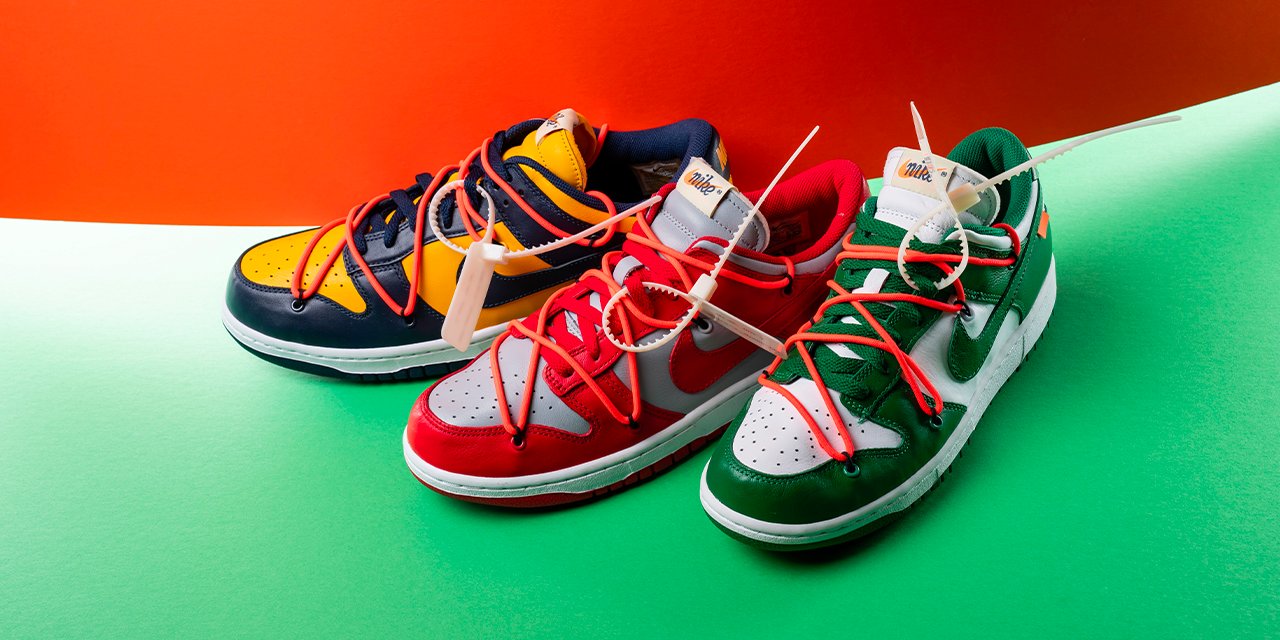 Stadium Goods on X: "Collegiate colorways are far from anything new on a Nike Dunk (think the True to Your Pack from '99) but a staggered lacing system is. Off-White's
