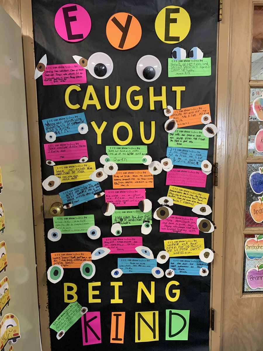When you haven’t taken the googly eyes off the door since Halloween so you turn it into a kindness pun 😆 Our kindness is “eye catching” in second grade!!! #kindnessweek