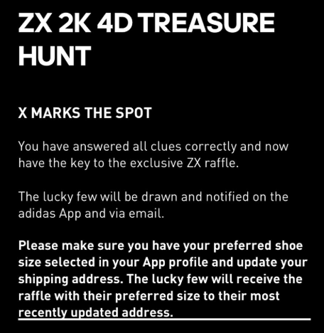 zx 2k 4d treasure hunt