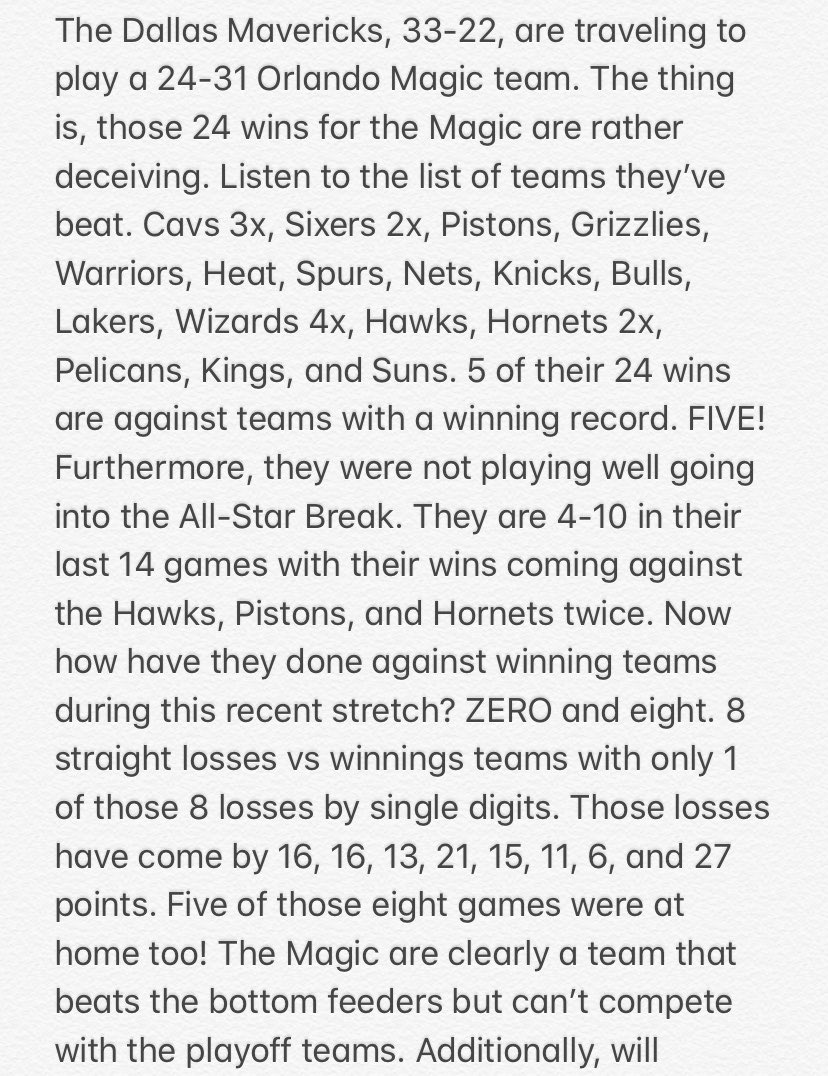CLARS24's tweet photo. DALLAS MAVERICKS -4 vs Orlando Magic

⭐️⭐️⭐️
3.3 units (-110) to win 3 
$330 to win $300

LIKE OR RETWEET if you’re betting this please! Let’s grow and win together! 💸💸

Several stats/info credited to @sharpnotsquare, @mackenrivers, and @SleepyJ_Pregame https://t.co/05WwHStpUl