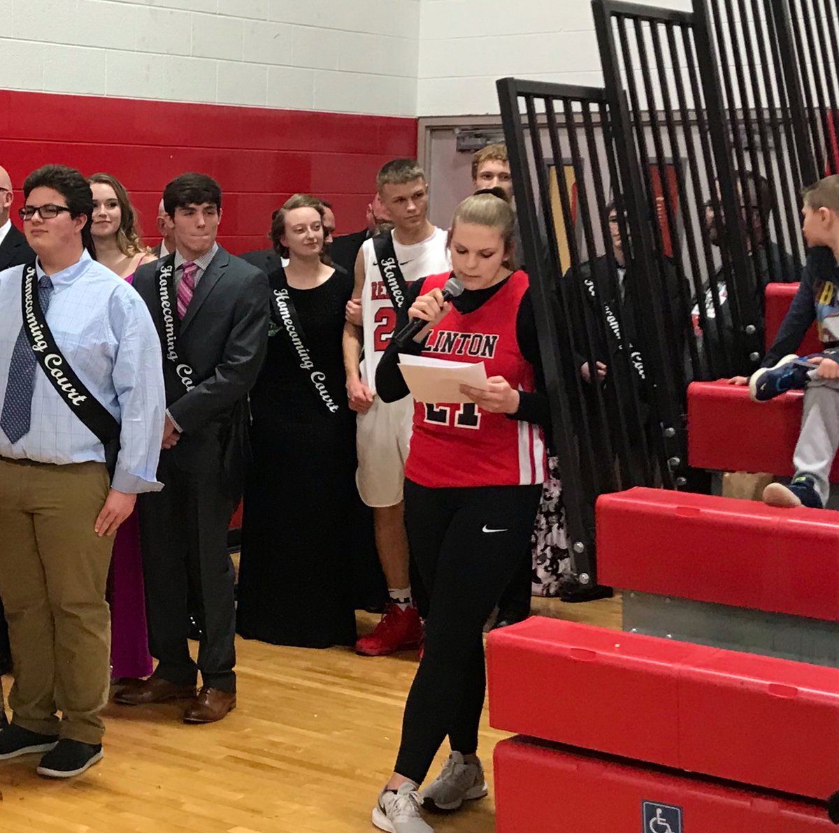 Sam Renaldi (President) reading homecoming script! Thank you Sam! <a href="/GeorgeHistory/">George History</a> @CHSHonorCouncil