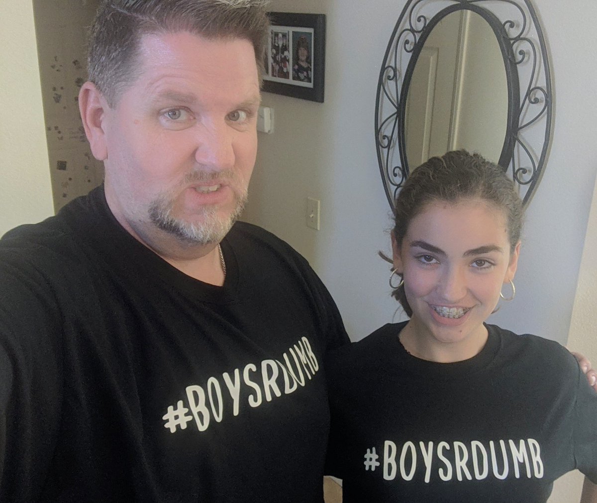 RonEvansRealty's tweet photo. When your 13 is going through her 1st break-up, you support her with matching custom t-shirts!
#girldad
#dadlife
#rsmlake
#boysrdumb
#noshameinmygame https://t.co/ARPkbUjQCa