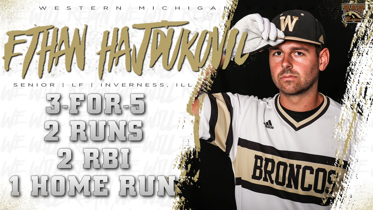 WMUBaseball's tweet photo. Tip of the cap to you @ethanhajdukovic 👏

Hajdukovic went 3-for-5 with a HR and was a single shy of the cycle. #WeWillReign https://t.co/Hx29Uq7GNW