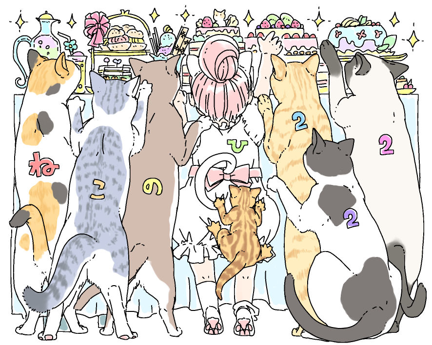 猫の日ですね!ねこさんのためのパーティーです!あれ?猫じゃない子も混じってますね?(ケーキはすべて猫の食べられる素材でできています)
#路地迷宮のロージー #猫の日 