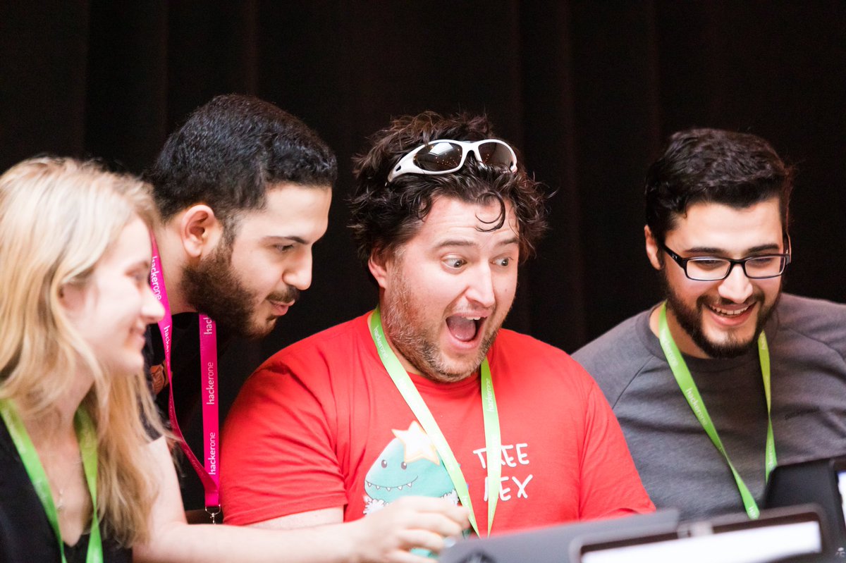 Hacker0x01's tweet image. The motions of finding out you are the EIGTH million-dollar hacker. 🙌🏽 

Proud of you @codecancare! We are so honored to have witnessed this milestone at #h1415. Wishing you continued success in your hacking career!