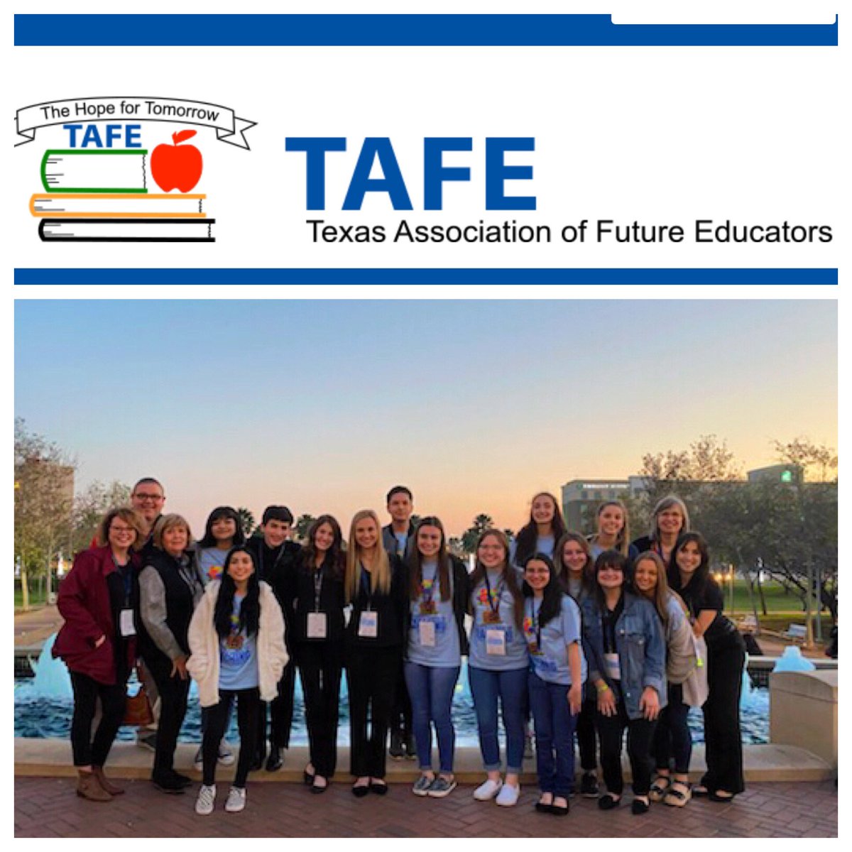 Birdville_CTE's tweet photo. So proud of our @BirdvilleISD Education &amp; Training students competing @TAFEState in McAllen, Texas!! Special thank you to our awesome TAFE teacher leaders Mrs. Kallas @Birdville_High , Mrs. Stevens &amp; Mrs. Taylor @Richlandhigh for preparing their students for success 🍎📚 https://t.co/aMVJfUPQ5m