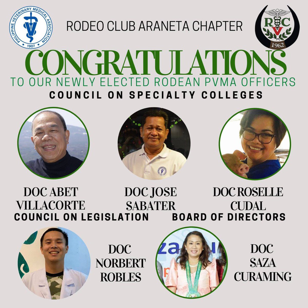The PVMA has announced its new set of officers for this year! Rodeo Club congratulates our brods and sisses for winning the positions they ran for!! We are so proud of you, Rodeans! May your reign achieve the aspirations you've dreamed for the PVMA! #LiveTheLegacy 🏇🥰💚💚