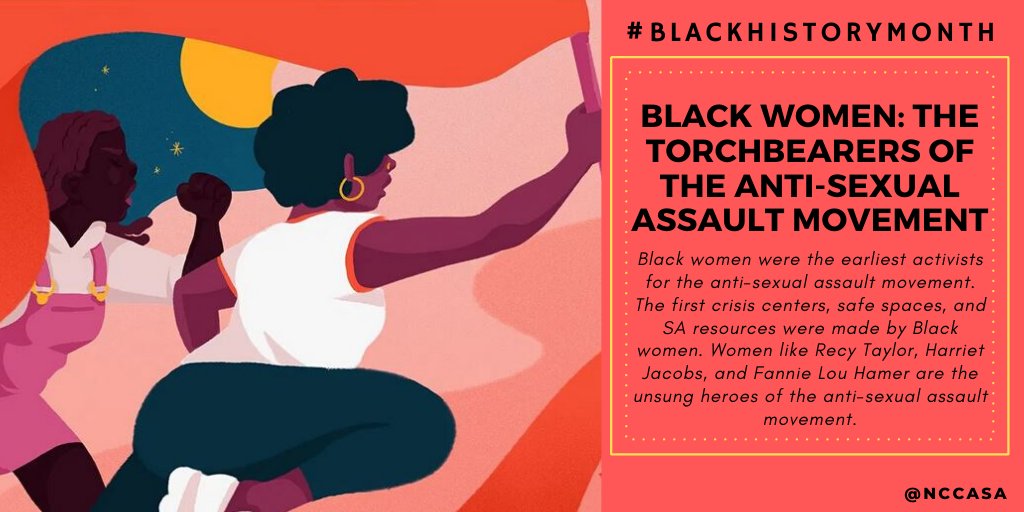 NCCASA's tweet photo. Digging into the history of the SA movement, you’ll find a history of Black torchbearers replaced by white faces. Thank you to Black women, whom took great risks and sacrifices, making it possible for more women to tell their stories. #bhm #blackwomenleaders #unsungheroes https://t.co/Vo6zW9p7ZC